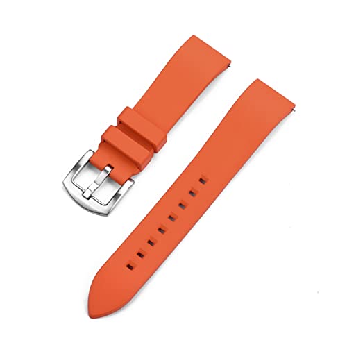 VISIYUBL 20mm 22mm 24mm Klassische Fluor-Gummi-Gurt Sport Wasserdichte Taucharmband-Ersatzuhren Zubehör Armband Riemen (Color : Orange, Size : 22mm) von VISIYUBL