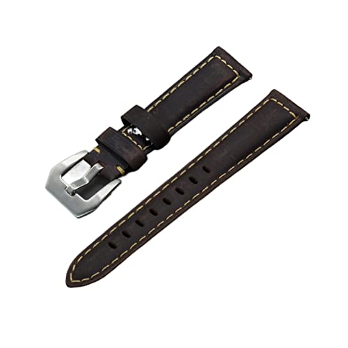 VISIYUBL 20mm 22mm 24mm Vintage Leder Uhrenband Band Gürtel Frauen Männer Uhren Band Verrückter Strap Fit Fit for Huawei/Fit for Seiko/Fit for Omega (Color : Coffee, Size : 20mm) von VISIYUBL