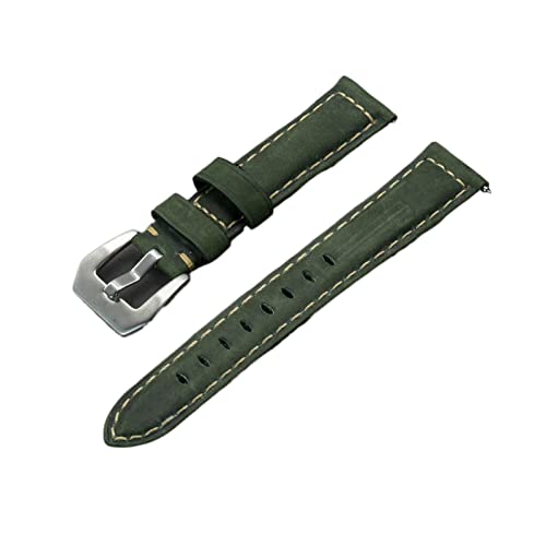 VISIYUBL 20mm 22mm 24mm Vintage Leder Uhrenband Band Gürtel Frauen Männer Uhren Band Verrückter Strap Fit Fit for Huawei/Fit for Seiko/Fit for Omega (Color : Green, Size : 24mm) von VISIYUBL