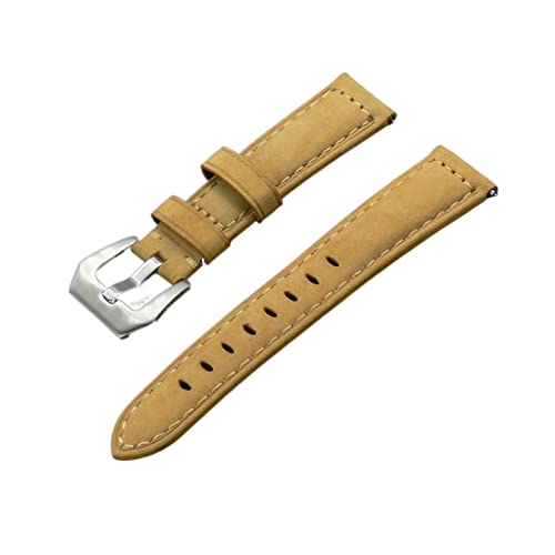 VISIYUBL 20mm 22mm 24mm Vintage Leder Uhrenband Band Gürtel Frauen Männer Uhren Band Verrückter Strap Fit Fit for Huawei/Fit for Seiko/Fit for Omega (Color : Khaki, Size : 20mm) von VISIYUBL