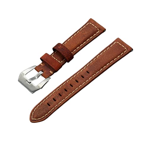 VISIYUBL 20mm 22mm 24mm Vintage Leder Uhrenband Band Gürtel Frauen Männer Uhren Band Verrückter Strap Fit Fit for Huawei/Fit for Seiko/Fit for Omega (Color : Wine red, Size : 20mm) von VISIYUBL