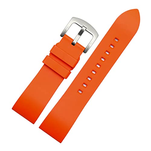 VISIYUBL 20mm 22mm 24mm Weiches Silikonband Gummi Uhrenband Fluorkleber Schwarz Blau Orange Green Armband Armband Sport Schnelle Freigabe (Color : Orange B1, Size : 19mm) von VISIYUBL