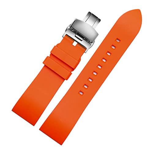 VISIYUBL 20mm 22mm 24mm Weiches Silikonband Gummi Uhrenband Fluorkleber Schwarz Blau Orange Green Armband Armband Sport Schnelle Freigabe (Color : Orange B3, Size : 24mm) von VISIYUBL