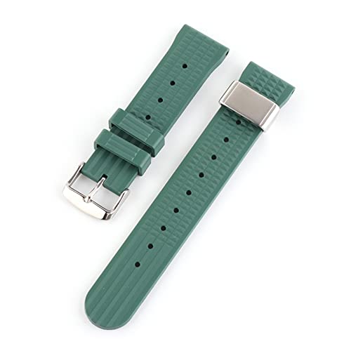 VISIYUBL 20mm 22mm Gummi Marke Silikon Ersatz Handgelenk Armband Fit for Japan Sbdx. Turtle-Uhrband-Sumo. Prospekt Taucheruhr Fkm (Color : Green silverring, Size : 20mm) von VISIYUBL