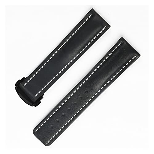 VISIYUBL 20mm 22mm Leder Fit for Omega Seamaster 300 Fit for Samsung Galaxy-Gang S3 Fit for Amazfit Gtr Fit for Garmin Smart Watch Band Strap Armband Armband (Color : Black white black, Size : 22mm von VISIYUBL