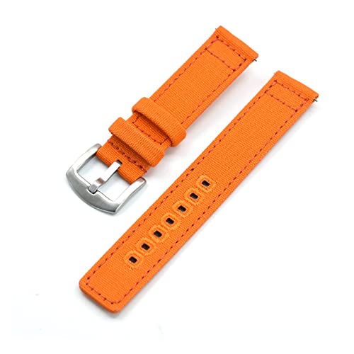 VISIYUBL 20mm 22mm Leinwandgurte for Samsung Galaxy Watch3 45mm Fit for Active2 Fit for Amazfit Fit for Gtr Fit for Huawei GT 2. Mit Schnellspanner-Federbalken-Uhrenband (Color : Orange, Size : 20mm von VISIYUBL