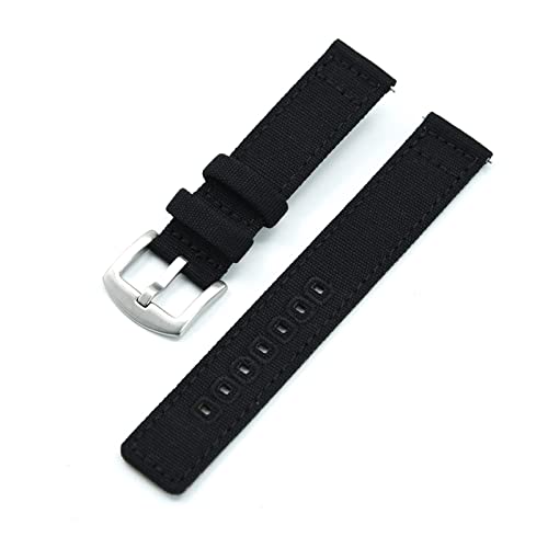 VISIYUBL 20mm 22mm Premium-Leinwand-Riemen passen for Samsung-Galaxie/Fit for Huawei-Uhren mit Schnellspanner-Federbalken-Armband-Ersatz (Color : Black, Size : 20mm) von VISIYUBL