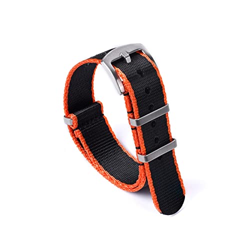 VISIYUBL 20mm 22mm Uhrenband NATO Watch Strap Nylon Fit for James Bond 007 Militär Sicherheitsgurtarmband Zubehör (Color : Black Orange Edge, Size : 20mm) von VISIYUBL