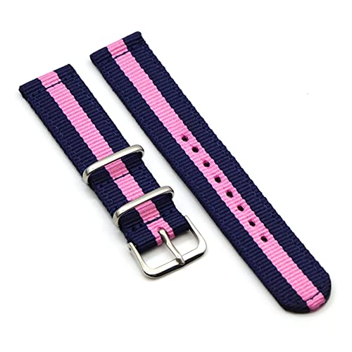 VISIYUBL 20mm Nylon Uhrengurt 22mm Uhrenband 18mm Fit for NATO -Gurt Feste Farbgürtel for Samsung Fit for Gear S3 FIT for for BERTIER S2 (Color : Tibetan blue pink, Size : 20mm) von VISIYUBL