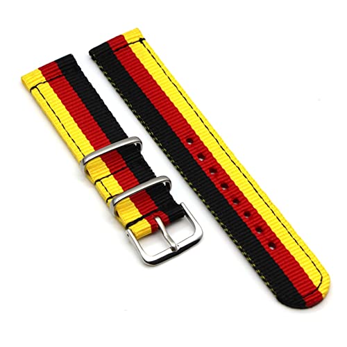 VISIYUBL 20mm Nylon Uhrengurt 22mm Uhrenband 18mm Fit for NATO -Gurt Feste Farbgürtel for Samsung Fit for Gear S3 FIT for for BERTIER S2 (Color : Yellow red black, Size : 22mm) von VISIYUBL