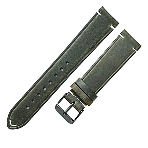 VISIYUBL 20mm Uhr Uhr Strap Fit for Zahnrad S2 Braclet Öl Wachs Leder Uhrband 18mm 22mm Frauen Männer Weiche Uhrenband Vintage Armband Zubehör (Color : Green, Size : 20mm) von VISIYUBL