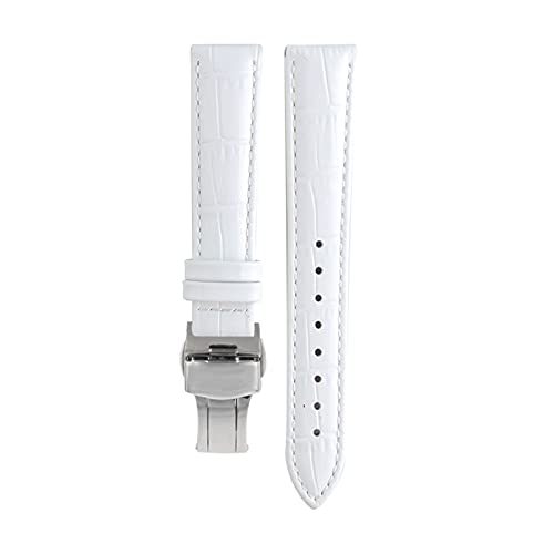 VISIYUBL 22mm 18mm 20mm Uhren-Bands for Watch-Frau Calf Lederband Fit for Tissot Lady T099 T050 T085 T055 T02 Armbandarmband (Color : White, Size : 18mm) von VISIYUBL