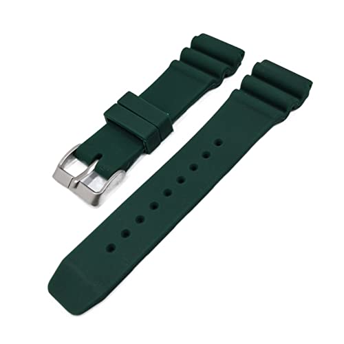 VISIYUBL 22mm Diving Watchband Gummi -Armband Bandband Gurt wasserdichte Männer Männer Ersatz schwarz Schnalle Uhrzubehör (Color : Army green-S, Size : 22mm) von VISIYUBL