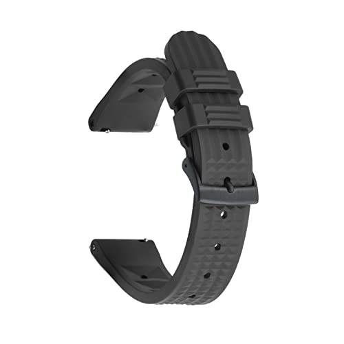 VISIYUBL 22mm Uhrenbänder passen for Waffelgummi-Gummi-Trägern Wasserdichte Edelstahlgold/Schwarz/Silberschnalle Watch Zubehör (Color : Rubber Black Black, Size : 22mm) von VISIYUBL