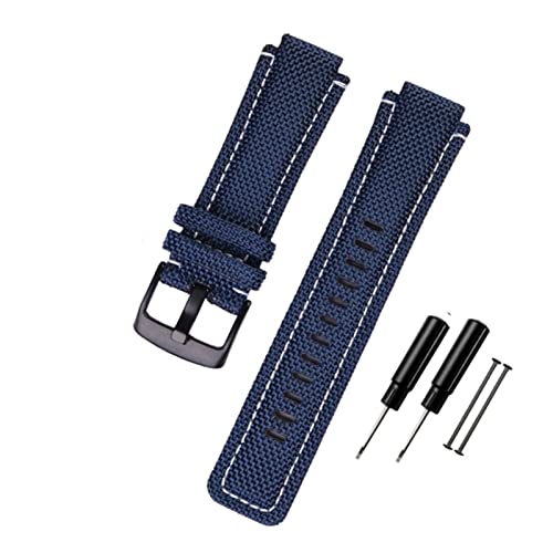 VISIYUBL 24 * 16mm Uhrengurt for Timex geeignet T2N720 T2N721 TW2T76500 6300 6400 Serie Nylon+ Leder Ersatz Uhrenarmband for Männer Frauen (Color : Blue-black buckle) von VISIYUBL