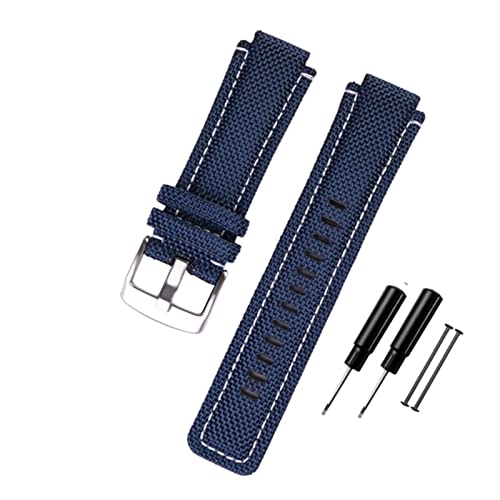 VISIYUBL 24 * 16mm Uhrengurt for Timex geeignet T2N720 T2N721 TW2T76500 6300 6400 Serie Nylon+ Leder Ersatz Uhrenarmband for Männer Frauen (Color : Blue-silver buckle) von VISIYUBL