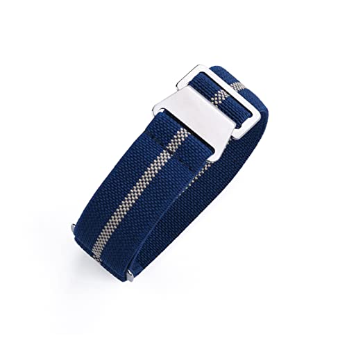 VISIYUBL 60er Jahre Französischer Truppen Fallschirmtasche Strap Fit for NATO Strap 22mm Elastische Nylonarmband Zubehör Uhrenarmband Ersetzen 20mm Uhrengurte (Color : Blue Sand, Size : 22mm) von VISIYUBL