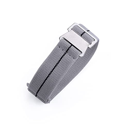 VISIYUBL 60er Jahre Französischer Truppen Fallschirmtasche Strap Fit for NATO Strap 22mm Elastische Nylonarmband Zubehör Uhrenarmband Ersetzen 20mm Uhrengurte (Color : GRAY BLACK LINE, Size : 20mm) von VISIYUBL