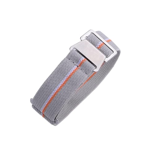 VISIYUBL 60er Jahre Französischer Truppen Fallschirmtasche Strap Fit for NATO Strap 22mm Elastische Nylonarmband Zubehör Uhrenarmband Ersetzen 20mm Uhrengurte (Color : Gray WHITE ORANGE, Size : 20mm von VISIYUBL