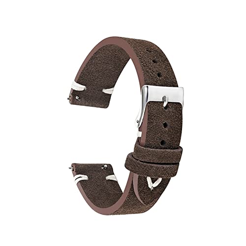 VISIYUBL Armband Weiche Leder Vintage Strap Ersatz for Männer Frauen Uhren Band Kaffee 18mm 20mm 22mm 24mm Uhrenarmband KZSD10. (Color : Coffee-White Line, Size : 20mm) von VISIYUBL