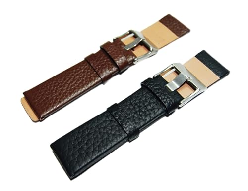 VISIYUBL Armband mit Lederband 22 | 24 | 26 | 28 | 30mm braune Zubehör Armbanduhr weiche und bequeme Uhr Armband(Brown,24mm) von VISIYUBL