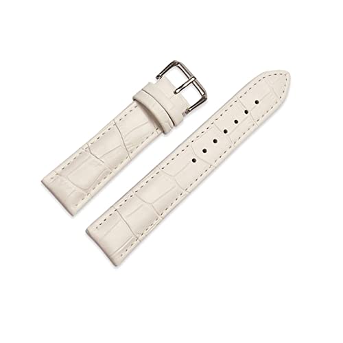 VISIYUBL Armband weiche Leder Uhrenband 18mm 20mm 22mm 24mm Uhrenarmband Fit for Tissot Fit for Seiko Zubehör Armband (Color : White, Size : 24mm) von VISIYUBL