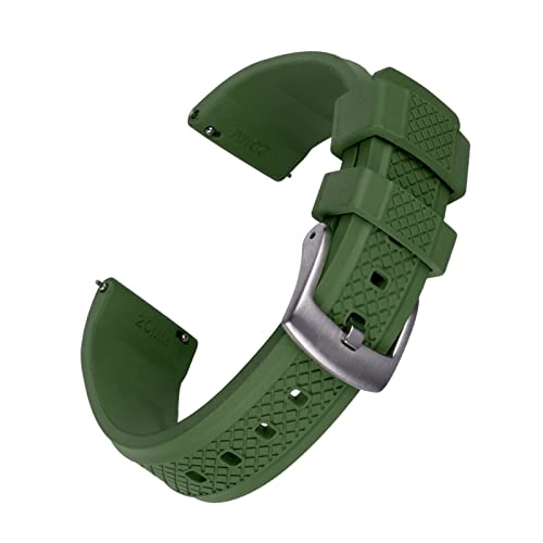 VISIYUBL Black Tauchuhr-Gurte 20mm 22mm Gleitverriegelung Schnellspanner Fluor-Gummi-Uhr-Bands wasserdicht for Männer Frauen (Color : Green, Size : 22mm) von VISIYUBL