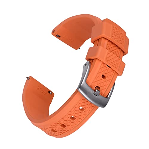 VISIYUBL Black Tauchuhr-Gurte 20mm 22mm Gleitverriegelung Schnellspanner Fluor-Gummi-Uhr-Bands wasserdicht for Männer Frauen (Color : Orange, Size : 20mm) von VISIYUBL