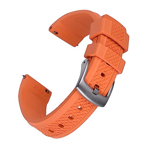 VISIYUBL Black Tauchuhr-Gurte 20mm 22mm Gleitverriegelung Schnellspanner Fluor-Gummi-Uhr-Bands wasserdicht for Männer Frauen (Color : Orange, Size : 20mm) von VISIYUBL