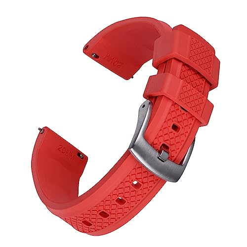 VISIYUBL Black Tauchuhr-Gurte 20mm 22mm Gleitverriegelung Schnellspanner Fluor-Gummi-Uhr-Bands wasserdicht for Männer Frauen (Color : Red, Size : 20mm) von VISIYUBL