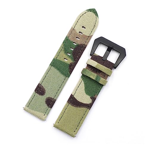 VISIYUBL Canvas + Leder Armband 20mm 22mm Tarnuhr Uhrband Band Militäruhren Armband Pulseira for Männer Watch Zubehör (Color : Light green B buckle, Size : 22mm) von VISIYUBL