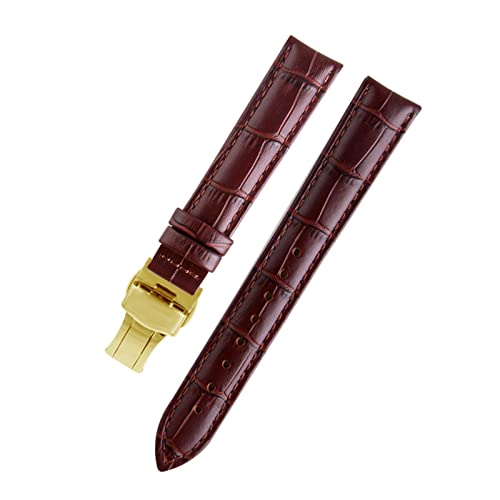 VISIYUBL Dame Watch-Bands fit for PP Ansehen Fit for Omega Leder Uhrenband Fit for Tissot Marke Armband Armband Frauen 12/14/16/18/20/22/22mm (Color : Brown gold, Size : 18mm) von VISIYUBL