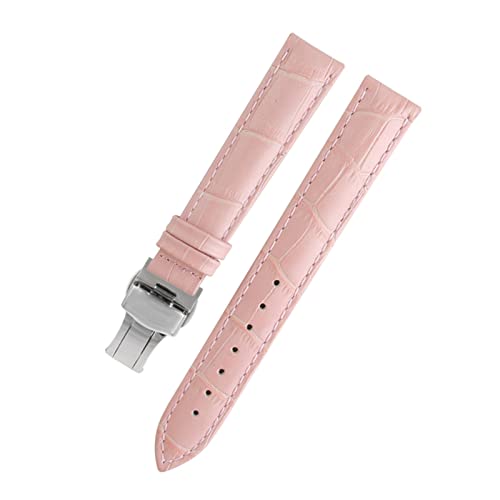 VISIYUBL Dame Watch-Bands fit for PP Ansehen Fit for Omega Leder Uhrenband Fit for Tissot Marke Armband Armband Frauen 12/14/16/18/20/22/22mm (Color : Pink silver, Size : 14mm) von VISIYUBL