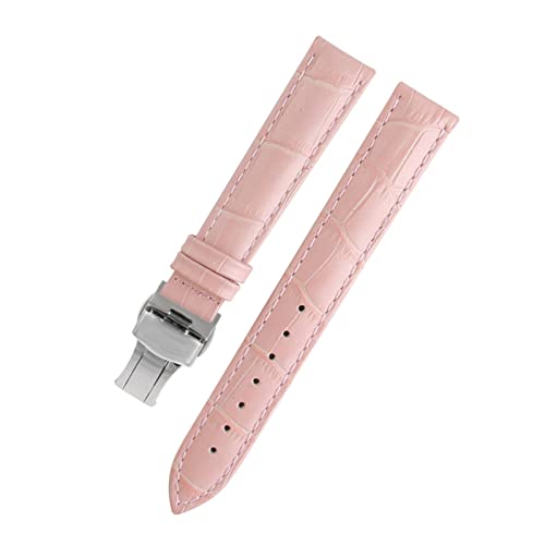 VISIYUBL Dame Watch-Bands fit for PP Ansehen Fit for Omega Leder Uhrenband Fit for Tissot Marke Armband Armband Frauen 12/14/16/18/20/22/22mm (Color : Pink silver, Size : 19mm) von VISIYUBL