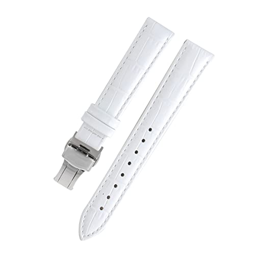 VISIYUBL Dame Watch-Bands fit for PP Ansehen Fit for Omega Leder Uhrenband Fit for Tissot Marke Armband Armband Frauen 12/14/16/18/20/22/22mm (Color : White silver, Size : 24mm) von VISIYUBL