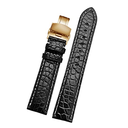 VISIYUBL Doppelseitiges Lederarmband Armband 18mm / 19mm / 20mm / 21mm / 22mm schwarz (Color : Blackwhite gold, Size : 21mm) von VISIYUBL