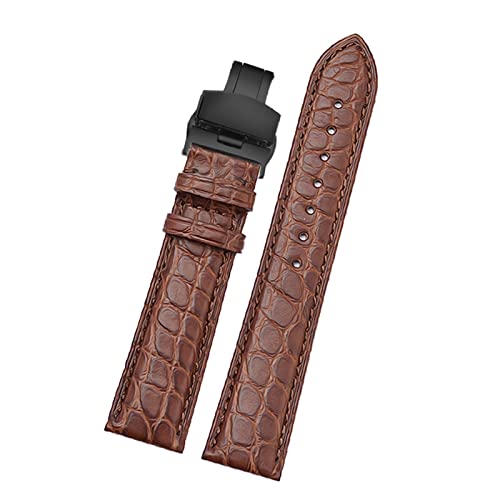 VISIYUBL Doppelseitiges Lederarmband Armband 18mm / 19mm / 20mm / 21mm / 22mm schwarz (Color : Brown black, Size : 19mm) von VISIYUBL