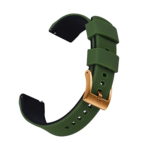VISIYUBL Doppelte Farbe Silikonarmband 20mm 22mm wasserdichter Taucharmband Geeignet for die meisten Uhren mit Quick Release Federstange (Color : GREEN-BLACK 2, Size : 22MM) von VISIYUBL