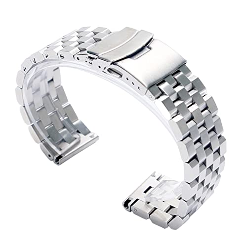 VISIYUBL Edelstahl Armband for DW Fit for Huawei Fit for Samsung Fit for Armani Uhrenarmband Silber/Schwarz Armband Ersatz 18mm 22mm 20mm 24mm 26mm (Color : 2, Size : 20mm) von VISIYUBL