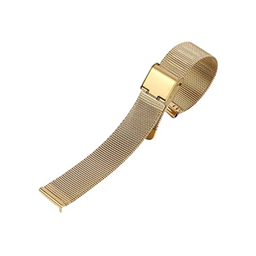 VISIYUBL Edelstahl Metall Uhrenarmband 16mm 18mm 20mm 22mm Gerade Ende Armband Mesh Schnalle Watch Strap Ersatz Armband (Color : Gold, Size : 20mm) von VISIYUBL