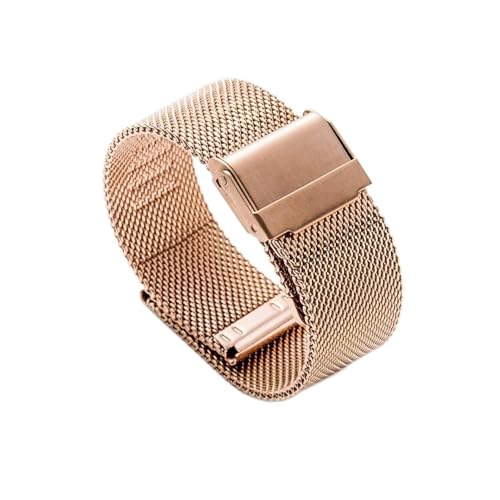 VISIYUBL Edelstahl Watch Strap Armbanduhr Mesh Ersatz Universalband 12mm 14mm 16mm 18mm 20mm 22mm (Color : Rose gold, Size : 16mm) von VISIYUBL