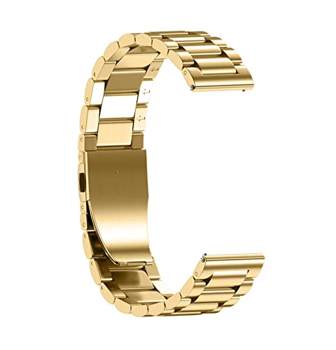 VISIYUBL Edelstahlbandgurt fit for Samsung Fit for Galaxy Watch 42 mm 46 mm Armband Metal Watch Band 18mm 20 mm 22 mm golden schwarz (Color : Gold, Size : 22mm) von VISIYUBL