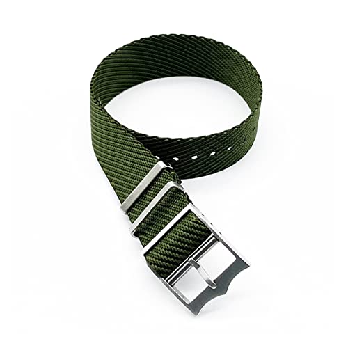 VISIYUBL Ein einzelner Pass NATO-Stil spezielle Stoff-Armband-Armbanduhr-Armband 20 mm 22mm Nylon-NATO-Armband for Tudor-Watch-Band ersetzen (Color : Green, Size : 20mm) von VISIYUBL