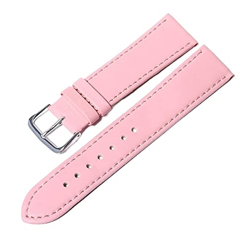 VISIYUBL Einfaches Gewebe Pu Lederbandwachenband 1 2mm, 14 mm, 16 mm, 18 mm, 20 mm Sehen Sie sich Band Candy Colors Clock -Gurte for Uhren an (Color : Pink, Size : 20mm) von VISIYUBL