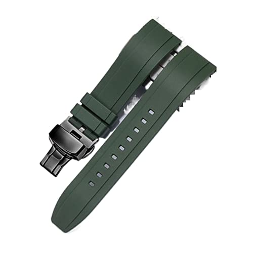 VISIYUBL Fluor-Gummi-Uhr-Armband 18mm 20mm 22mm 24mm Schnellspanner grün orange Uhrenband Stahlschnalle for jede Markenarmband-Band (Color : Green-B Butterfly, Size : 24mm) von VISIYUBL