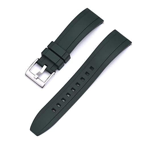 VISIYUBL Fluor-Gummi-Uhr-Armband 20mm 22mm 24mm Sport-Armband schwarz grün blau orange Armband mit Quick-Release-Federstange (Color : Green, Size : 24mm) von VISIYUBL