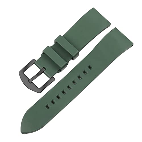 VISIYUBL Fluor-Gummi-Uhr-Band-Band 20mm 22mm 24mm sport wasserdichte uhrband schwarz grün schnelle freigabe armband armband (Color : Green, Size : 22mm black buckle) von VISIYUBL