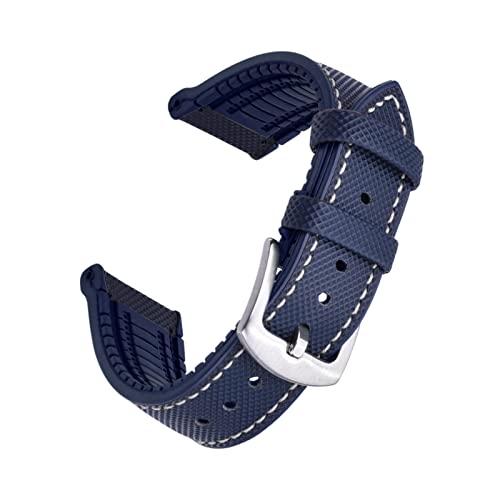 VISIYUBL Fluorgummi-Leder-Uhr-Wickelgurte 20mm 22mm Sport-Armband Schnellspanner-Armbandtauchen Wasserdichte Watch-Ersatz (Color : Navy Blue, Size : 22mm) von VISIYUBL