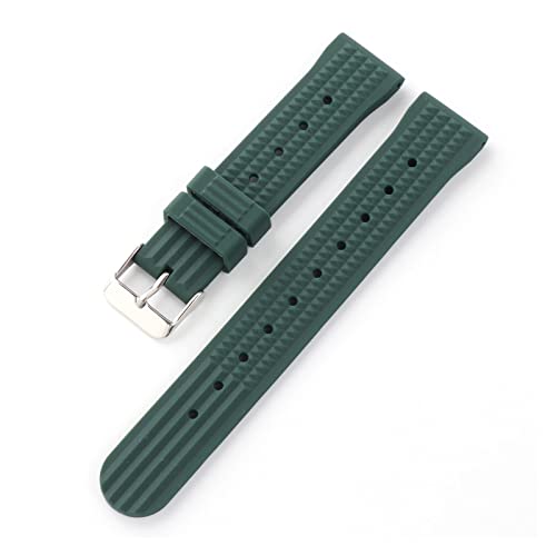 VISIYUBL Fluorgummi-Uhr-Armband-Waffel-Watchstrap 20 / 22mm Fit for Seikowatch Tauchen Wasserdichte Armband Handgelenkzubehör Ersatz (Color : Green, Size : 20mm) von VISIYUBL