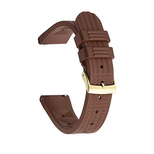 VISIYUBL Fluorgummi Waffel Watch Strap 20mm 22mm Tauchen Wasserdichte Armband Schnellrelease Watch Band for jede Marke Uhren Band (Color : Brown Gold, Size : 22mm) von VISIYUBL